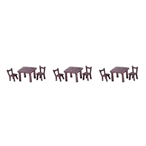 1/2/3 Bordsstolar Set Handmålad dekor för Micro Landscape Brown 3Set