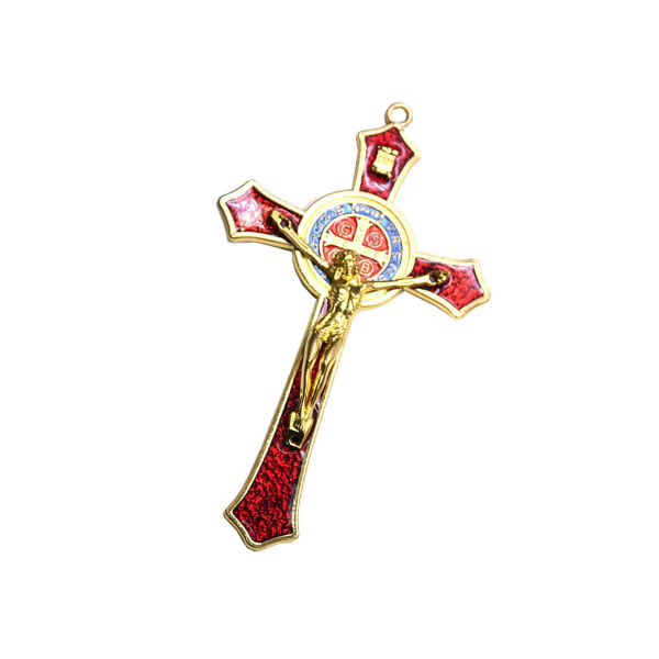 1/2/3/5 Zinklegering Väggkrucifix Cross Jesus Statue Staty Red 12x7cm 5Set