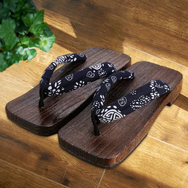 1/2 Japanska träskor Tofflor Geta Sandaler För Flip Flops för män Blue Square Size 42 1Set