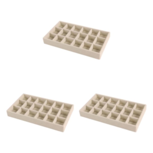 1/2/3/5 Stapelbar smyckesbricka Multipurpose Portable Velvet för Beige 18 Grids 3Set