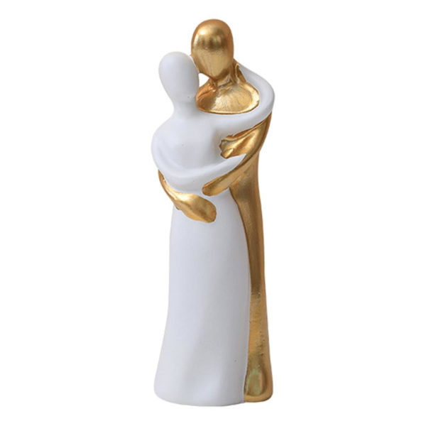 1/2 Resin Familj Par Statyett Skulptur Skrivbordsdekoration Fall in love Gold Medium 1Set