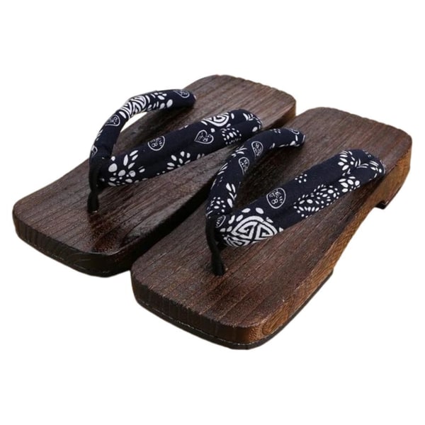 1/2 Japanska träskor Tofflor Geta Sandaler För Flip Flops för män Blue Square Size 45 1Set