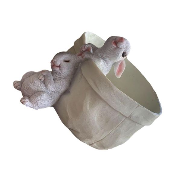 1/2 Resin Snygg kanin Blomkruka Trädgårdar Skönhet inomhus och Rabbit pulling  ears 1 Pc