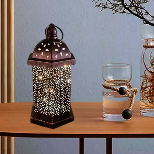 1/2/3 Hollow Carved Lantern Light Batteri som drivs för heminredning Bronzed 16x10.1cm 1Set