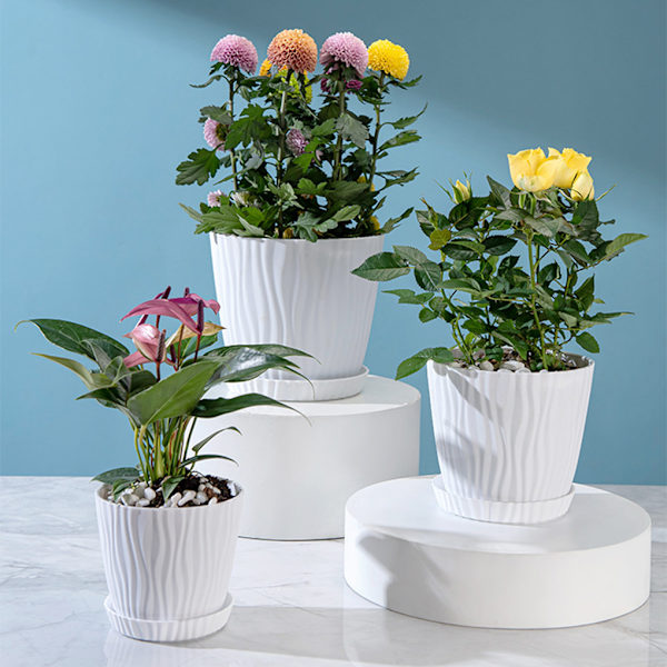 1/2/3/5 lätta och bärbara blomkrukor för inomhus och green L pot+L tray 1Set