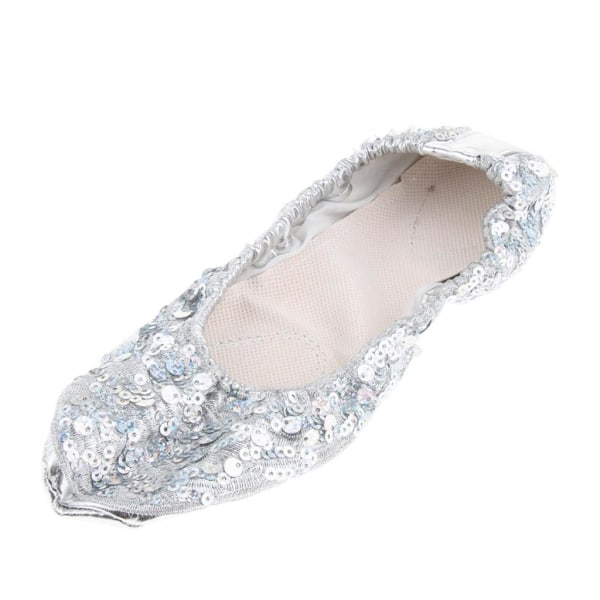 1/2/3/5 Kvinnor Tjej Magdansskor Non- För slip Soft Soles Silver L 1Set