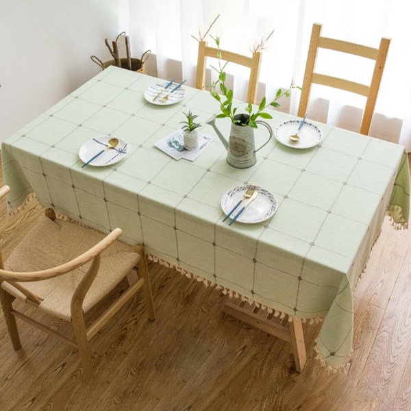 1/3 bomullslinne rutigt galler bordsduk Elegant och hållbar 90*90cm 1Set