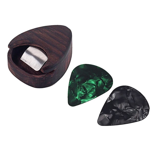 1/3/5 Rose Wood Guitar Pick Case Hjärtform Plectrum Box Gitarr 1Set