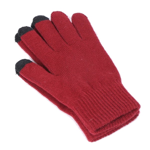 1/2 Beanie Hat Scarf Handskar Set Varm mjuk bomull för skidcykling Red 1Set