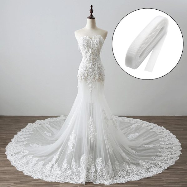 1/2 styv krinolin tagelfläta bröllopsklänning i Millinery White 2.5cm 1Set