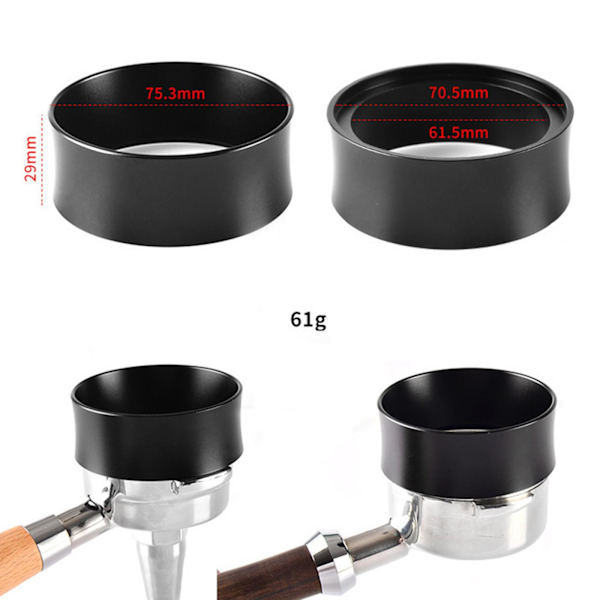 1/2/3/5 58mm kaffedoseringsringar för espressodoseringstratt Black 75.3x29mm 1Set