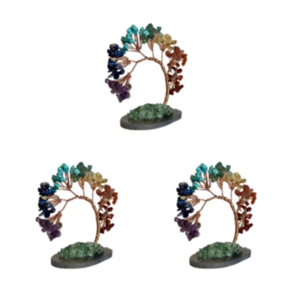 1/3/5 Natural Crystal Money Tree Ädelsten Mineral Lucky Tree 3Set