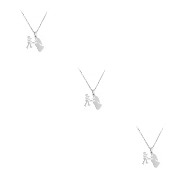 1/2/3/5 familje-tema halsband enfärgad pläterad Unfading män Type 9 Silver 3PCS