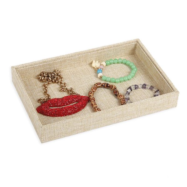 1/2/3/5 Stapelbar smyckesbricka Multipurpose Portable Velvet för Jute Beige 227x146x31mm 1Set