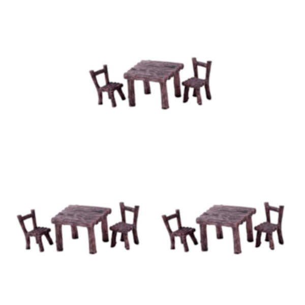 1/2/3 Bordsstolar Set Handmålad dekor för Micro Landscape Brown 3Set