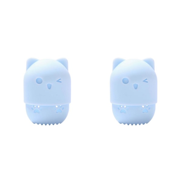 1/2/3/5 Silikon Cat Makeup Svampar Förvaringslåda Rengör och light blue 2PCS