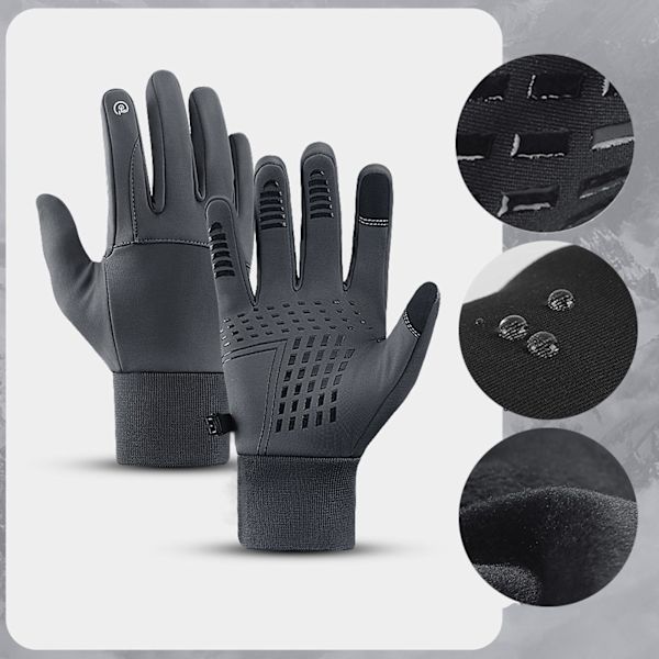 1/2/3 Men Winter Touch Screen Bekväm Full Finger för cykling Gray Large 1Set