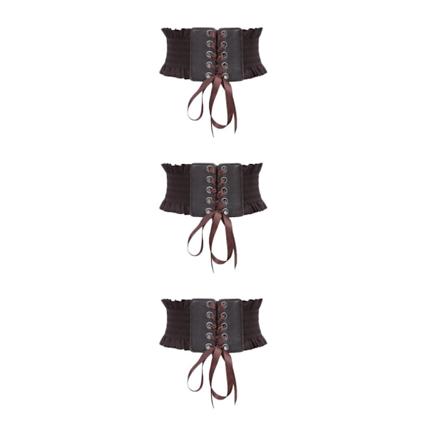 1/2/3/5 Dam Charm Midjeband Bred underbyst Cosplay Strechy rosett Dark Brown Type A 3Set