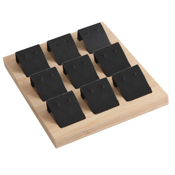 1/2/3 trä örhängeskorthållare med bricka för smycketillbehör 9 Pair Black 1Set