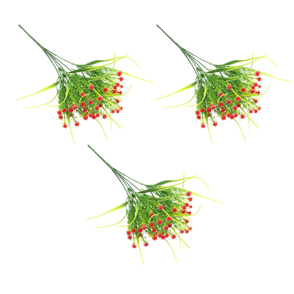 1/2 3x konstgjorda blommor Lågt underhåll inomhus eller utomhus bright red 2Set