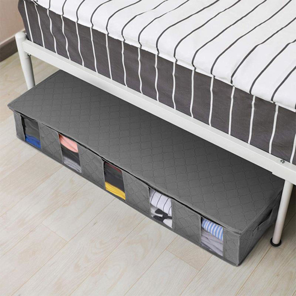 Fibertyg under sängen Förvaringsväska Skor Kläder Organizer Gray 97x33x15cm