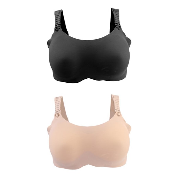 1/2/3 Sexig Special Pocket BH För Silikon Bröst Form Falsk BH Black 75C 1Set