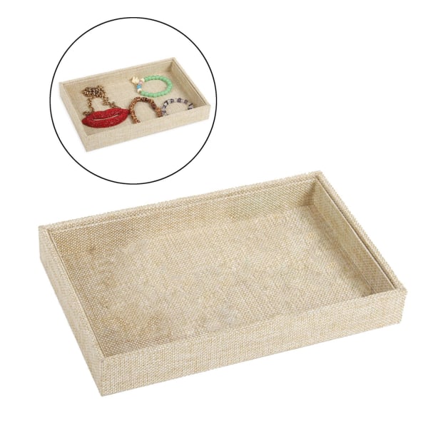 1/2/3/5 Stapelbar smyckesbricka Multipurpose Portable Velvet för Jute Beige 227x146x31mm 1Set