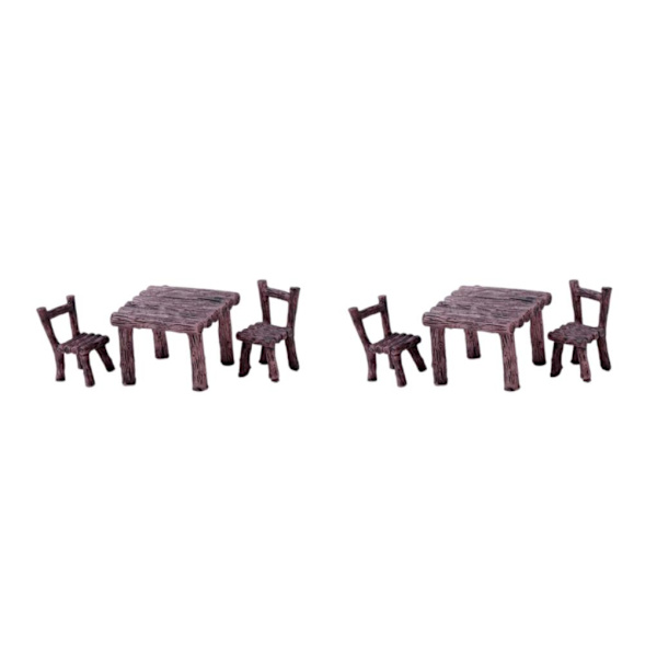 1/2/3 Bordsstolar Set Handmålad dekor för Micro Landscape Brown 2Set
