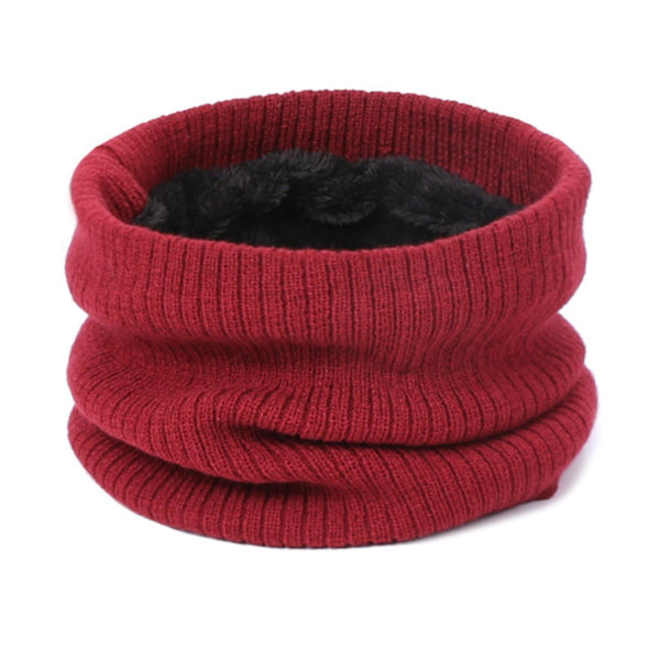 1/2 Beanie Hat Scarf Handskar Set Varm mjuk bomull för skidcykling Red 1Set