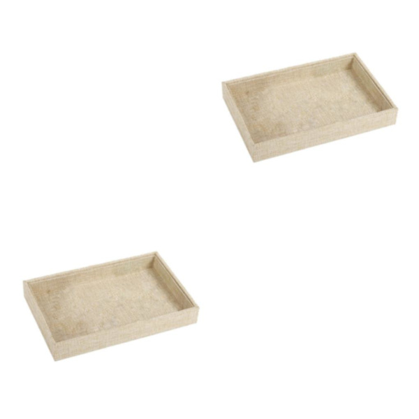 1/2/3/5 Stapelbar smyckesbricka Multipurpose Portable Velvet för Jute Beige 227x146x31mm 2Set