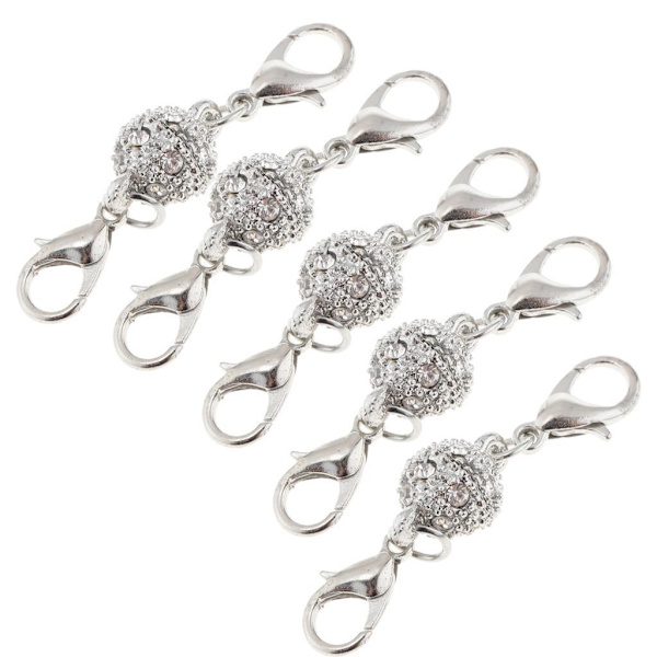 1/3/5 5 st Kristallrund 8mm Ball Hummer Spänne Krok Silver 1Set