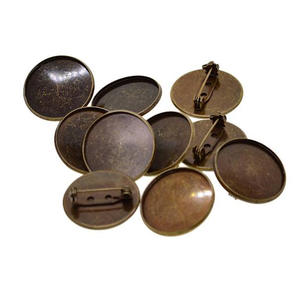 1/5 10 st 25 mm broschtillverkning av tomma cabochonramsinställningsbrickor Bronze 1Set
