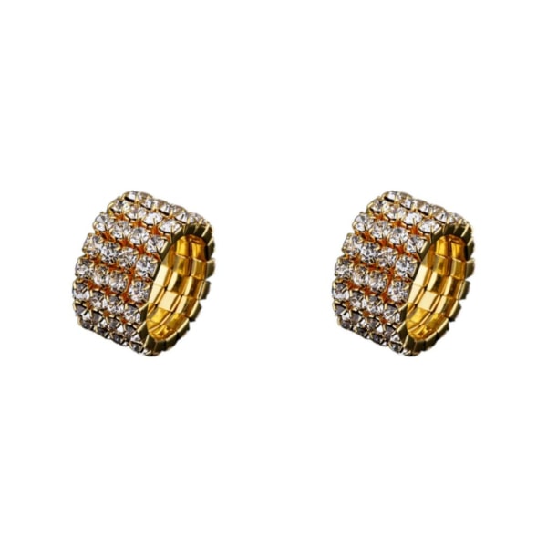 1/2/3/5 Stretch Crystal Ring Utsökt inläggning för Elegant golden 4 rows 2PCS