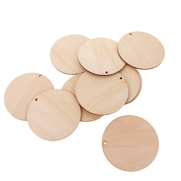1/2/5 runda oavslutade bitar skiva med hål för konst DIY Wood 100mm 10 Pcs 1Set