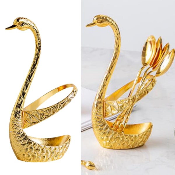 1/2/3/5 Dekorativ Swan Base Hållare Kaffeskedar Hållare för Holder Golden 7.5x15cm 1Set