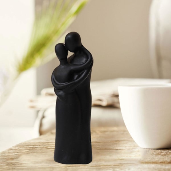 1/2 Resin Familj Par Statyett Skulptur Skrivbordsdekoration Fall in love Black Medium 1Set