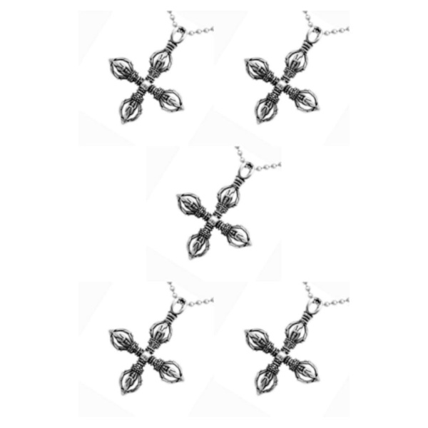 1/2/3/5 Charm Stainless Steel Cross Vajra Pestle Pendant För Silver 5Set