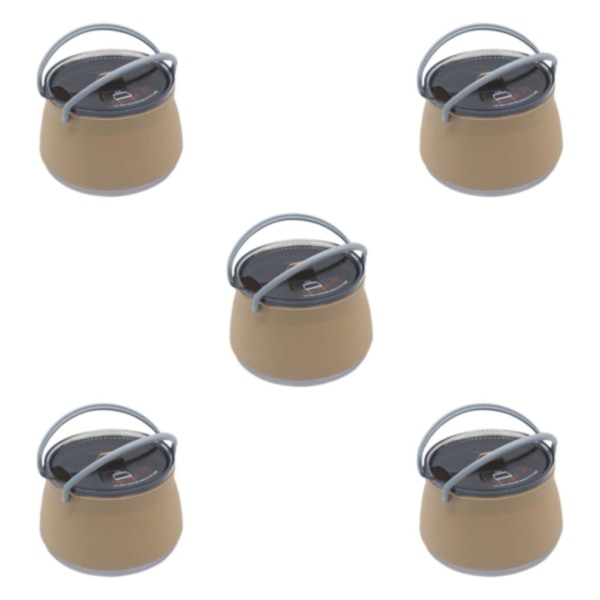 1/5 hopfällbar Camping Silikon Cook Pot Travel hopfällbar vattenkokare Khaki 5PCS
