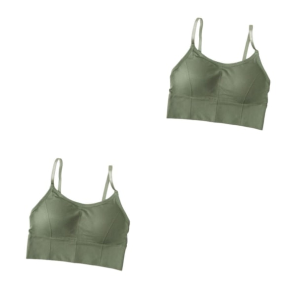 1/2/3/5 Dam Tank Crop Top BH Sexiga Underkläder Underkläder Bralette Green 2PCS