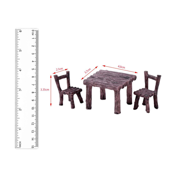 1/2/3 Bordsstolar Set Handmålad dekor för Micro Landscape Brown 1Set