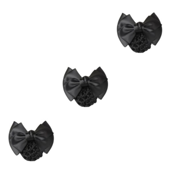 1/2/3/5 tyg lätt att bära Elastiska hårnät för moderiktiga Two Bows-black 3Set