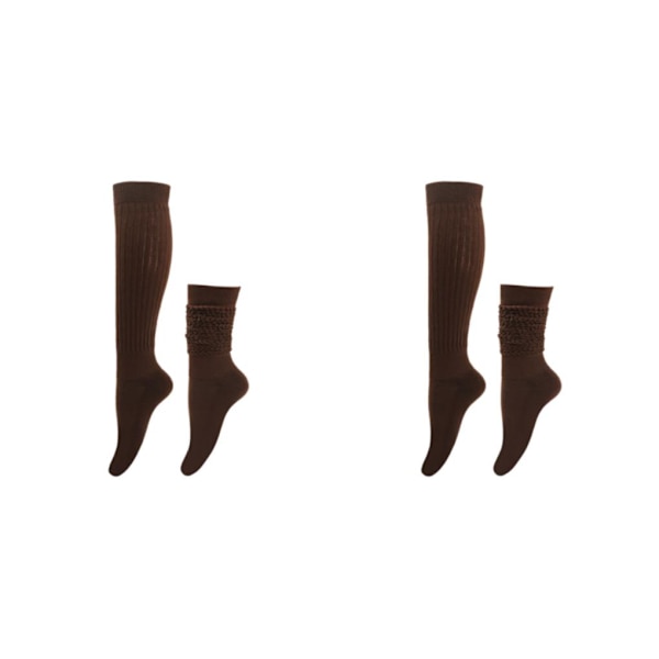 1/2/3/5 2 stycken Slitstarka Slouch strumpor Elasticitet och utsökt Coffee 2Set