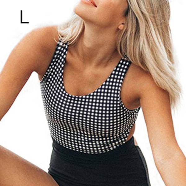 1/2 Dam S Baddräkt i ett stycke med hög elasticitet för stranden plaid L 1Set