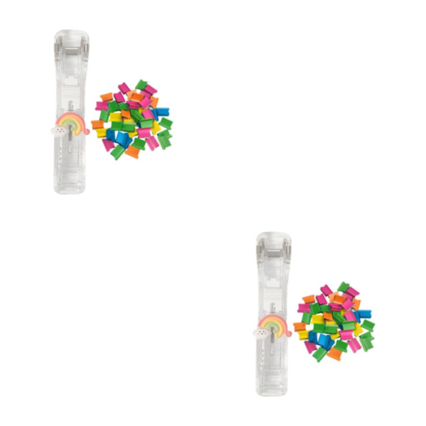 1/2/3 Minihäftapparat Klassrum Liten set Fasta brevpapper Rainbow 11.5 x 2.5cm 2Set