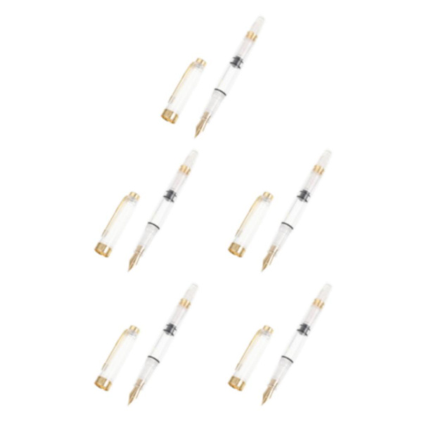 1/5 Transparent Färg Plast Transparent Golden Trim Spetspenna 5Set