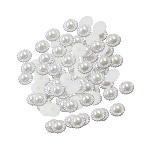 1/2/3 Pearl Buttons Rhinestone Flatback Cabochon DIY Craft för White 12mm 1Set