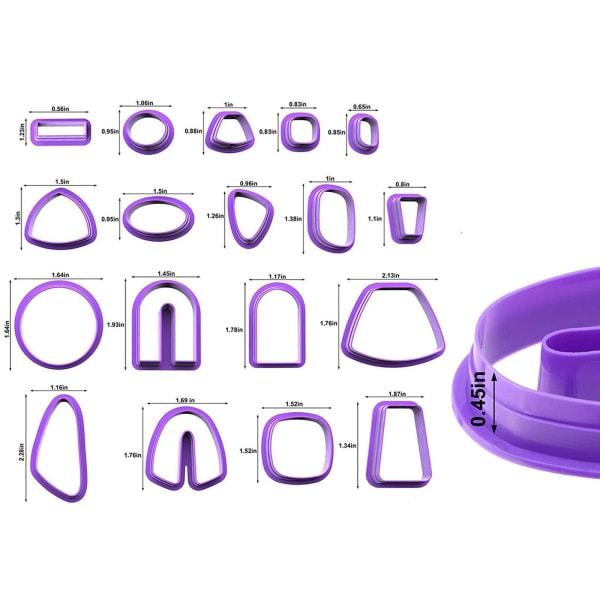 1/3/5 Plast Polymer Clay Cutters Örhängen gör kit former Purple 18 Pcs 5Set