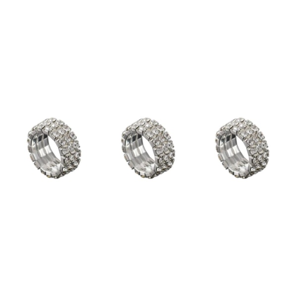 1/2/3/5 Stretch Crystal Ring Utsökt inläggning för Elegant silver 3 rows 3PCS