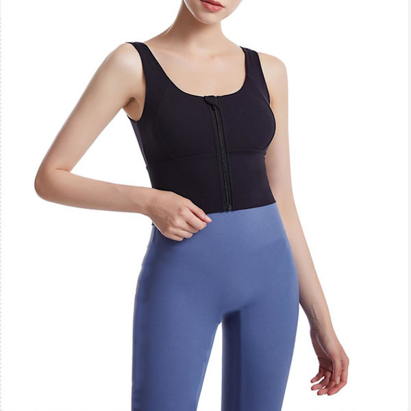 1/2/3 Womens Front Zip Sport BH För bekväma vadderade Shapewear Black L 1Set