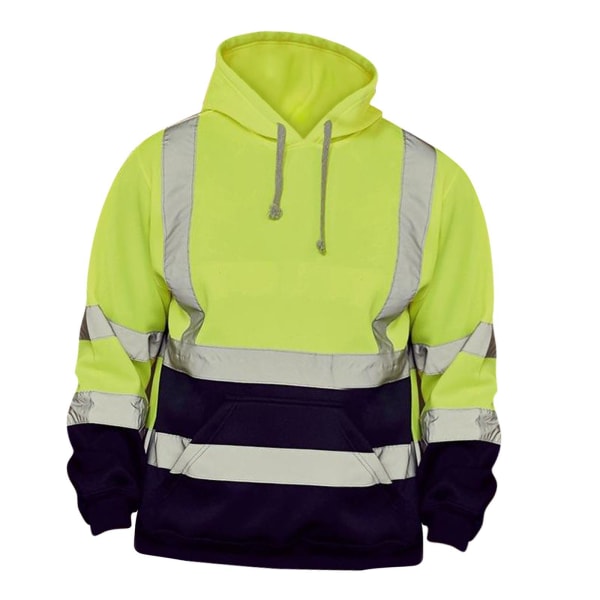 1/2 Säkerhet High Visibility Herr Hoodie Sweatshirt Toppar Sport fluorescent S 1Set